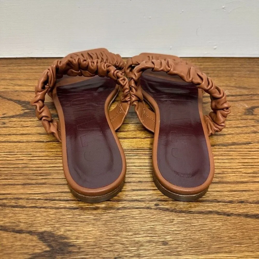 STAUD‎ Sandals Sz 36 / US 6 Maya Ruched Leather Slides Brown New - Picture 3 of 6